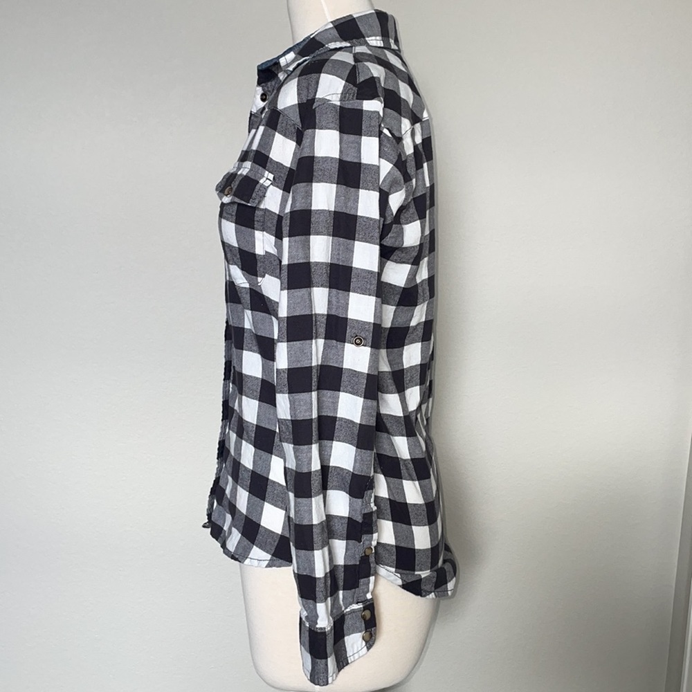 JACHS GIRLFRIEND comfort stretch black and white flannel in women’s size small - Picture 3 of 11